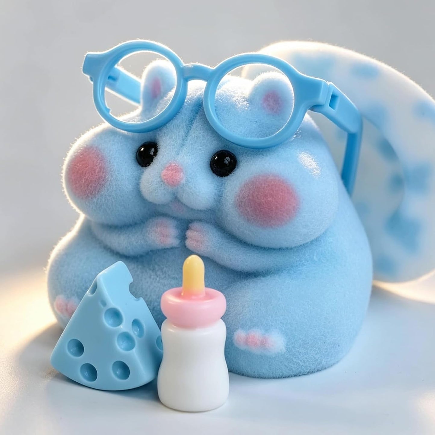 HotHandmade Taba Squishy Hamster Toy, Cute Squishy Stress Relief Fidget Toy | CUTE SQUEEZE Soft Non-toxic Silicone Cheese Butter Dumpling Squishy, Fuzzy Animal Sensory Toys for Kids Adults, Blue