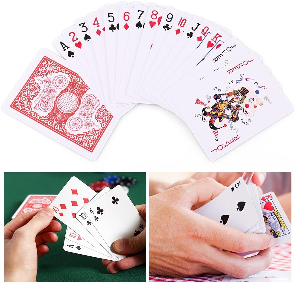 HotLotFancy Playing Cards, 12 Pack, Decks of Cards Bulk, Poker Size, Standard Index, for Blackjack, Euchre, Canasta Card Game, 6 Blue and 6 Red, Casino Grade Poker Cards