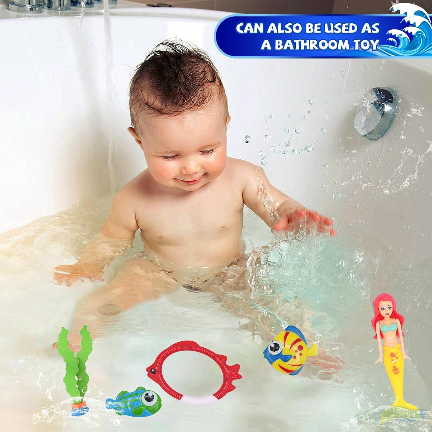 Hot18 Pcs Diving Pool Toys for Kids Ages 3-12 Set with Storage Bag,Pool Games Summer Swim Water Sinking Mermaid Toys