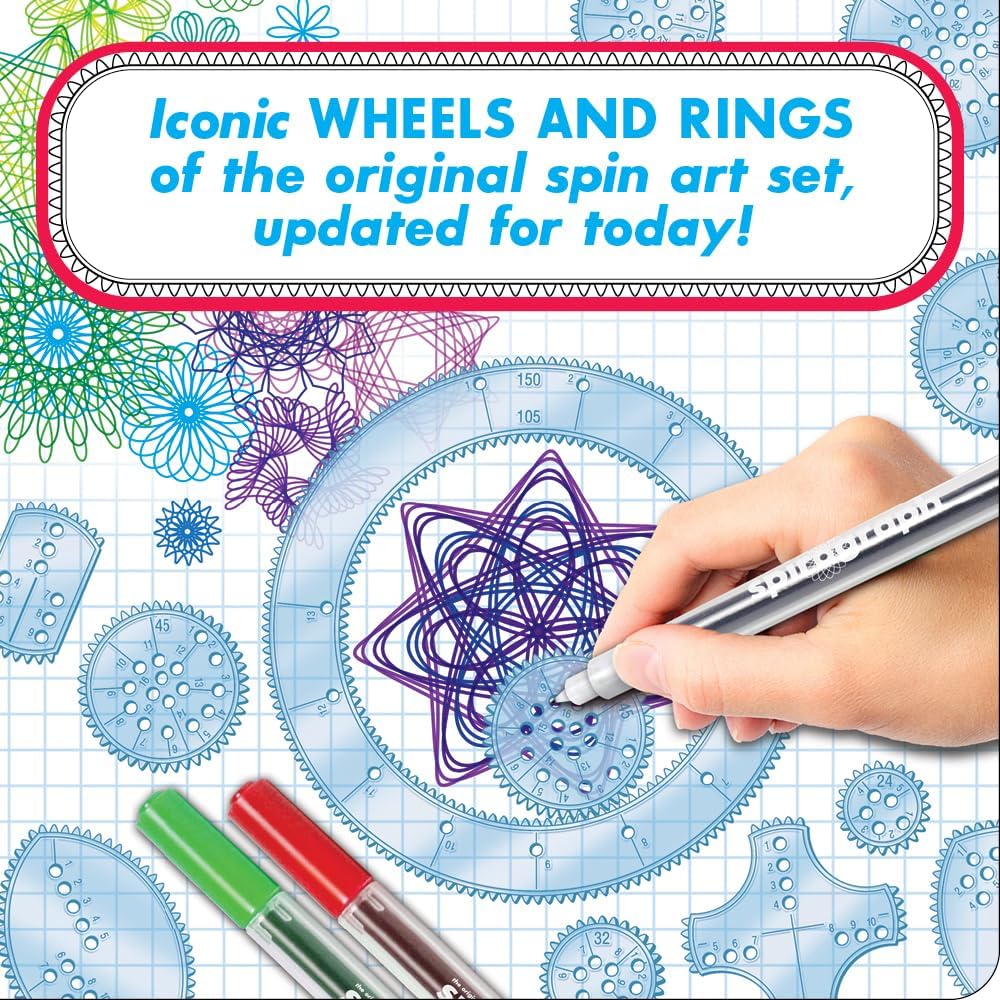 HotSpirograph — Deluxe Set — Spiral Art Drawing Kit — The Classic Way to Make Countless Amazing Designs — For Kids Ages 8+