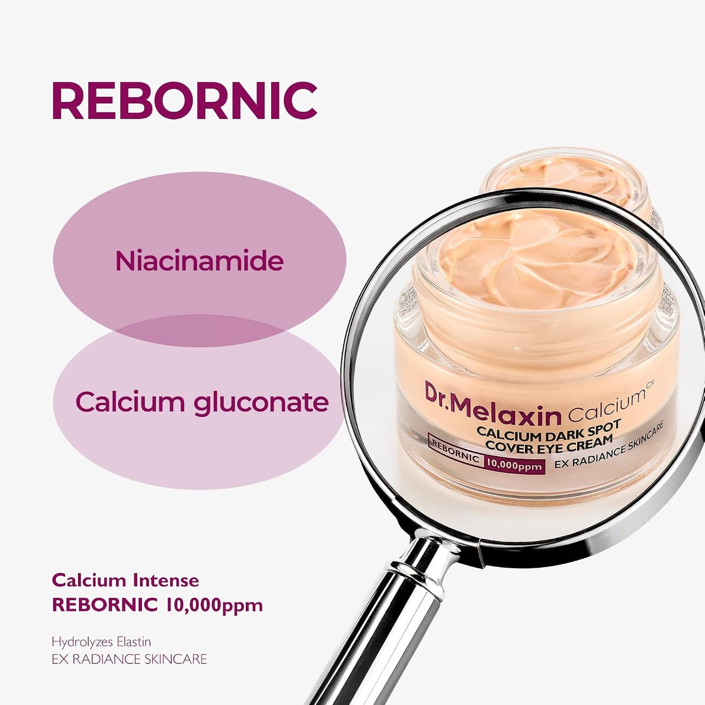 HotDr.Melaxin Calcium Dark Spot Eye Cream 15g – Niacinamide & Calcium Gluconate Eye Cream for Dark Circles, Under Eye Bags & Sagging | Hydrolyzed Elastin EX Volume Firming | Korean Eye Cream