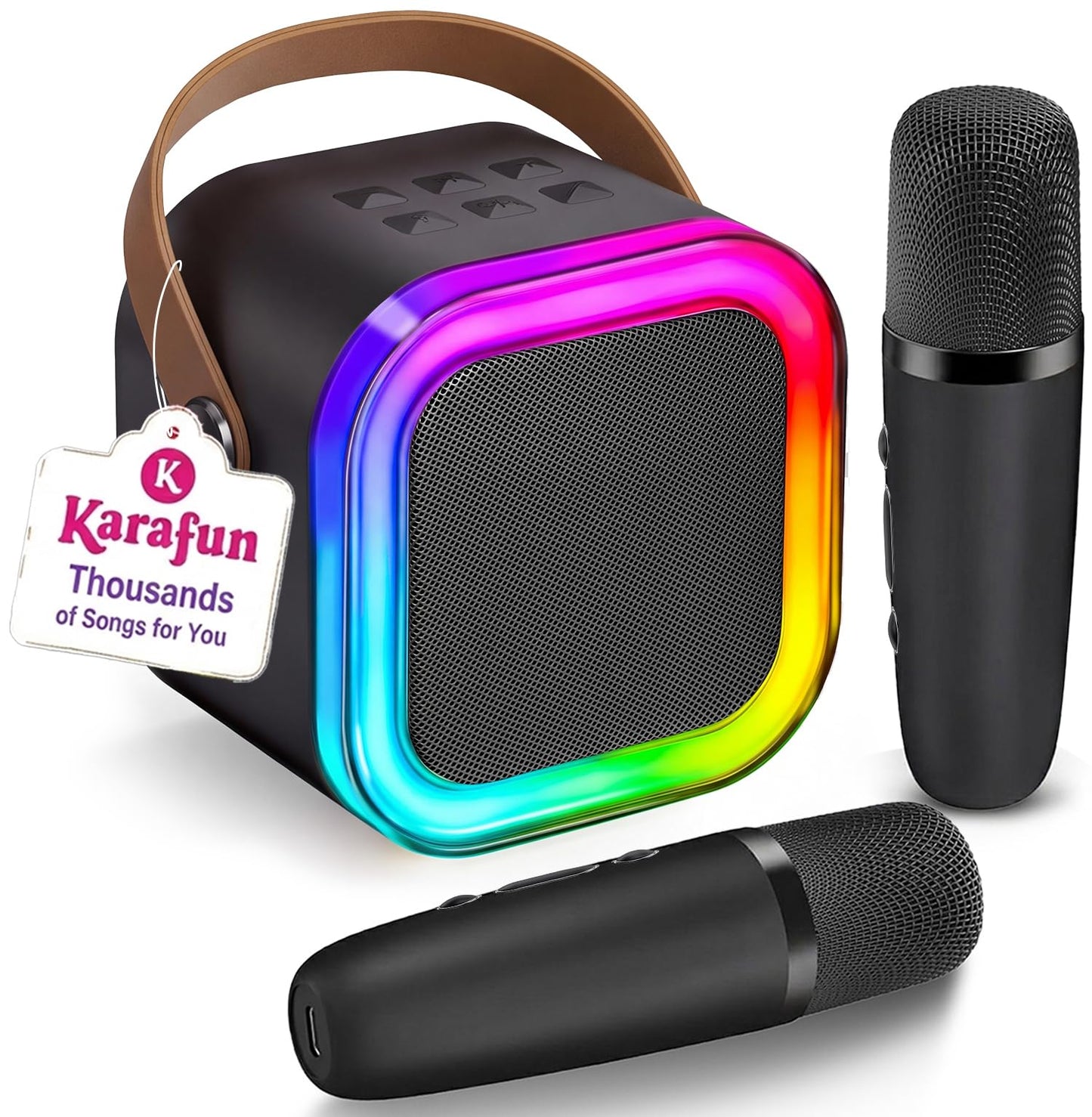 HotIROO Mini Karaoke Machine for Kids, 2026 TOP Toys Birthday Gifts Ideas for Girls Ages 4, 5, 6, 7, 8, 9, 10, 12+ Years Old, Portable MP3 Player with 2 Wireless Mics for Family Home Party