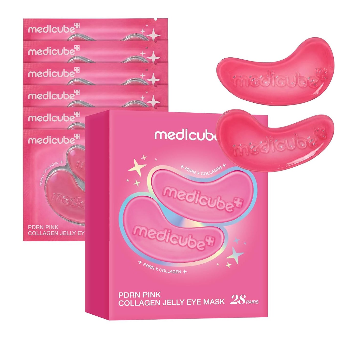 Hotmedicube Jelly Eye Mask PDRN Pink Collagen | Hydrogel Eye Patches with PDRN, Collagen, NAD | Refreshing for Puffy, Tired Eyes | Firming for Look of Wrinkles, Fine Lines | Korean Skincare (28 Pairs)