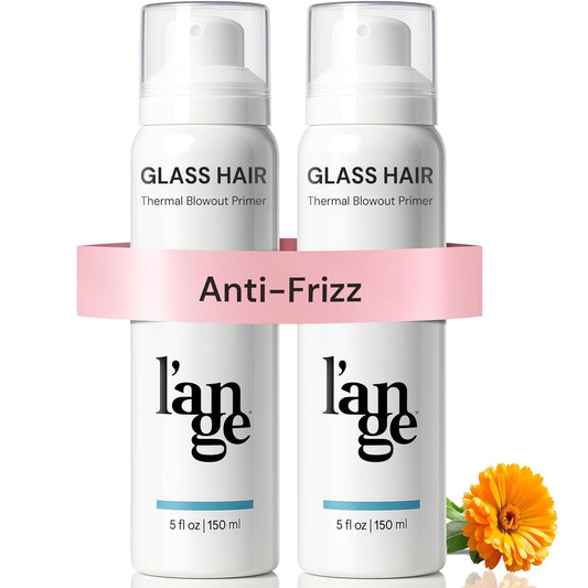 HotL'ANGE HAIR Glass Hair Heat Protectant Spray | Anti-Frizz Blow Dry Mist | Long Lasting Hold & Shine | Humidity Protection | Thermal Heat Protection Spray | Lightweight Blow Out Primer, 5 fl oz, 2-Pack