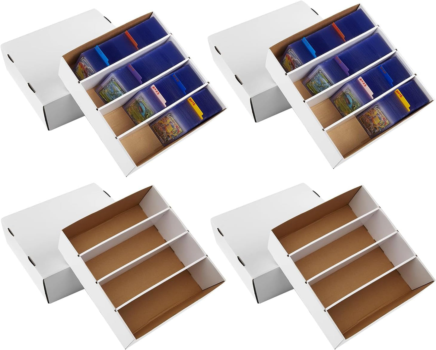 Hot4 Pack Sports Card Boxes 3120 Count Cardboard Card Storage Box White Bulk Card Storage Baseball Card Boxes with 10 Dividers Sports Cards Storage Box for Card Game Baseball Card Storage Boxes