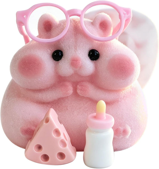 HotHandmade Taba Squishy Hamster Toy, Cute Squishy Hamster Fidget Toy, Realistic Hamster Toy, Soft Silicone Mochi Furry Toy, Stress Relief Gift for Adults & Kids, Sensory Anxiety Plushie (Pink)