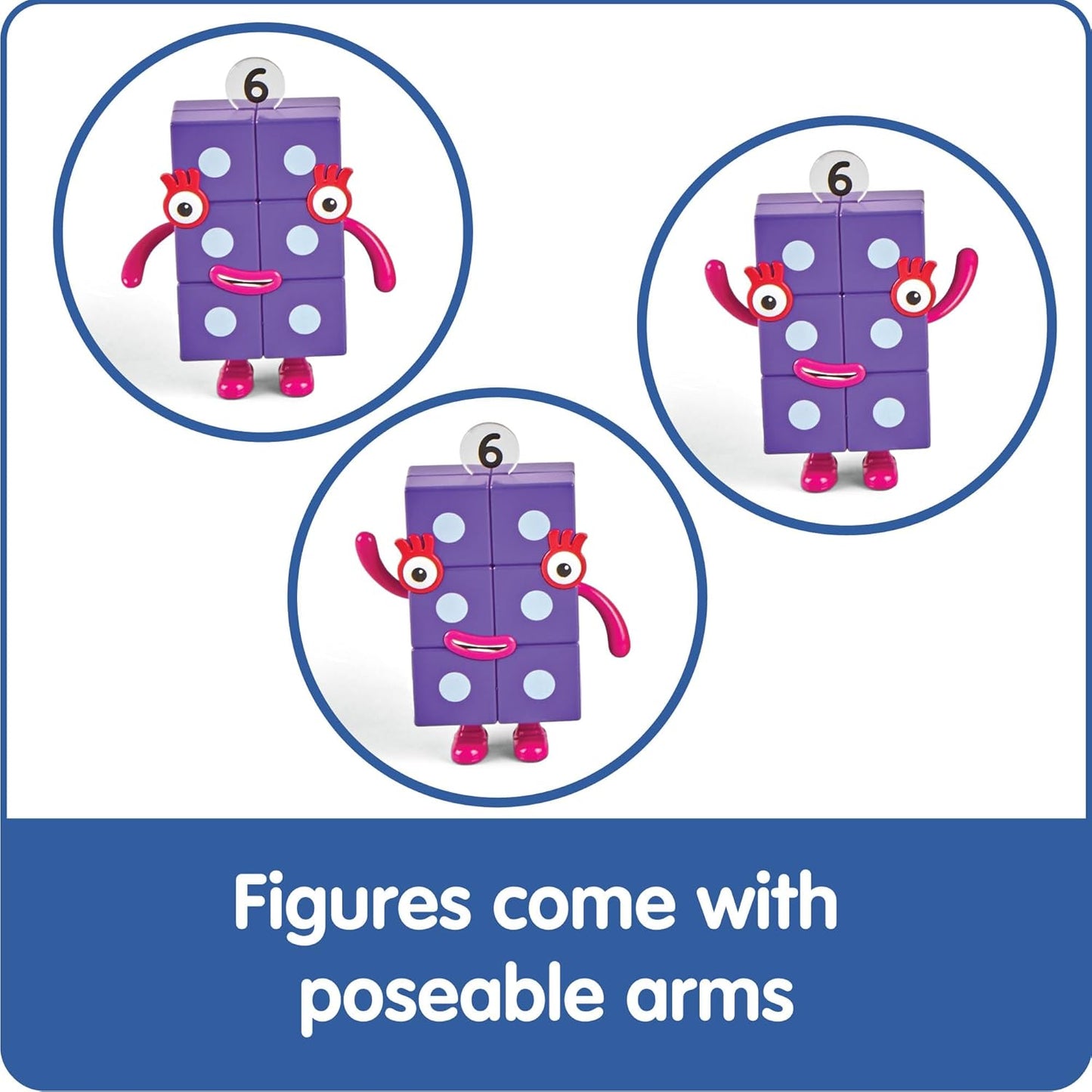 Hothand2mind Numberblocks Friends Six to Ten Figures – Official Licensed Character Action Figure Set, Numbers and Counting Figurines, Pretend Play Toys, for Kids Ages 3, 4, 5, 6, 7