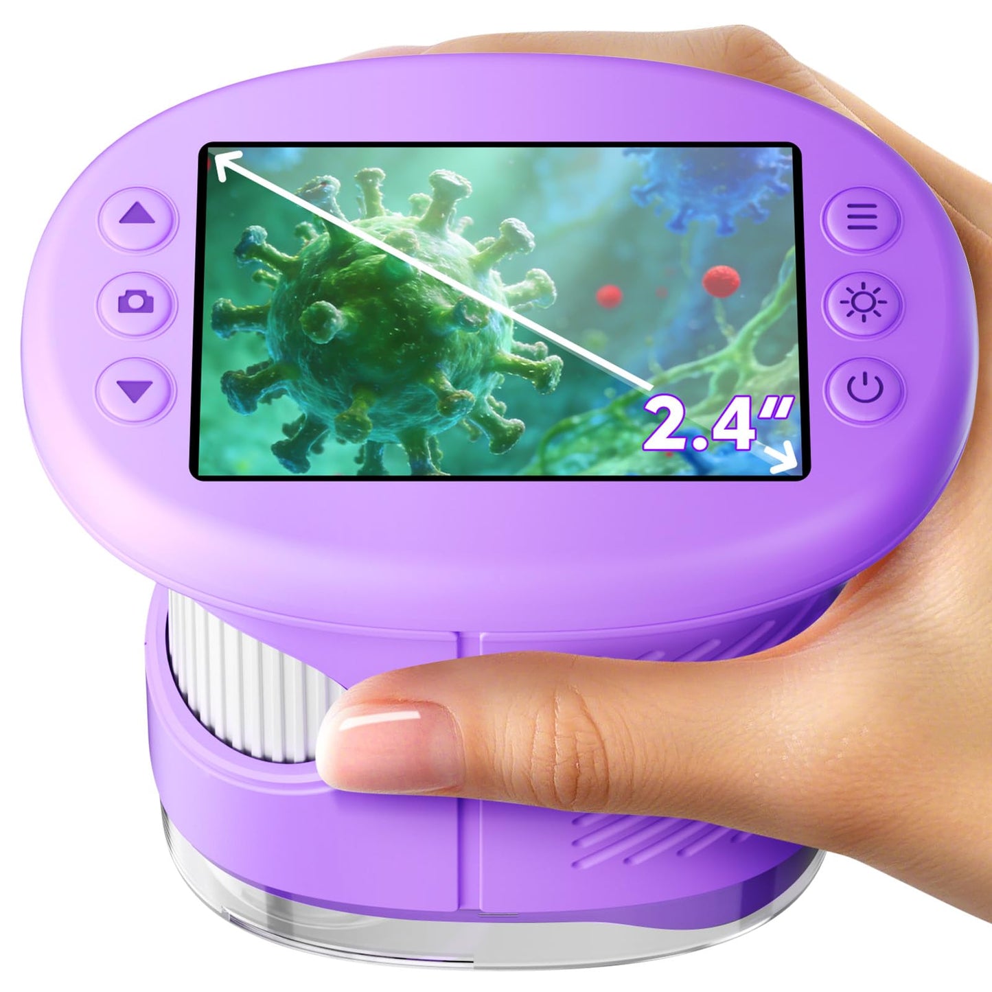HotOdatay 4K 1000X Digital Microscope for Kids with 32G Card, Long Distance Viewing & 2.4" Screen Portable Handheld Edu Toys for Age 3-12 Exploring Bugs Plants at Home Classroom & Outdoor Travel, Blue