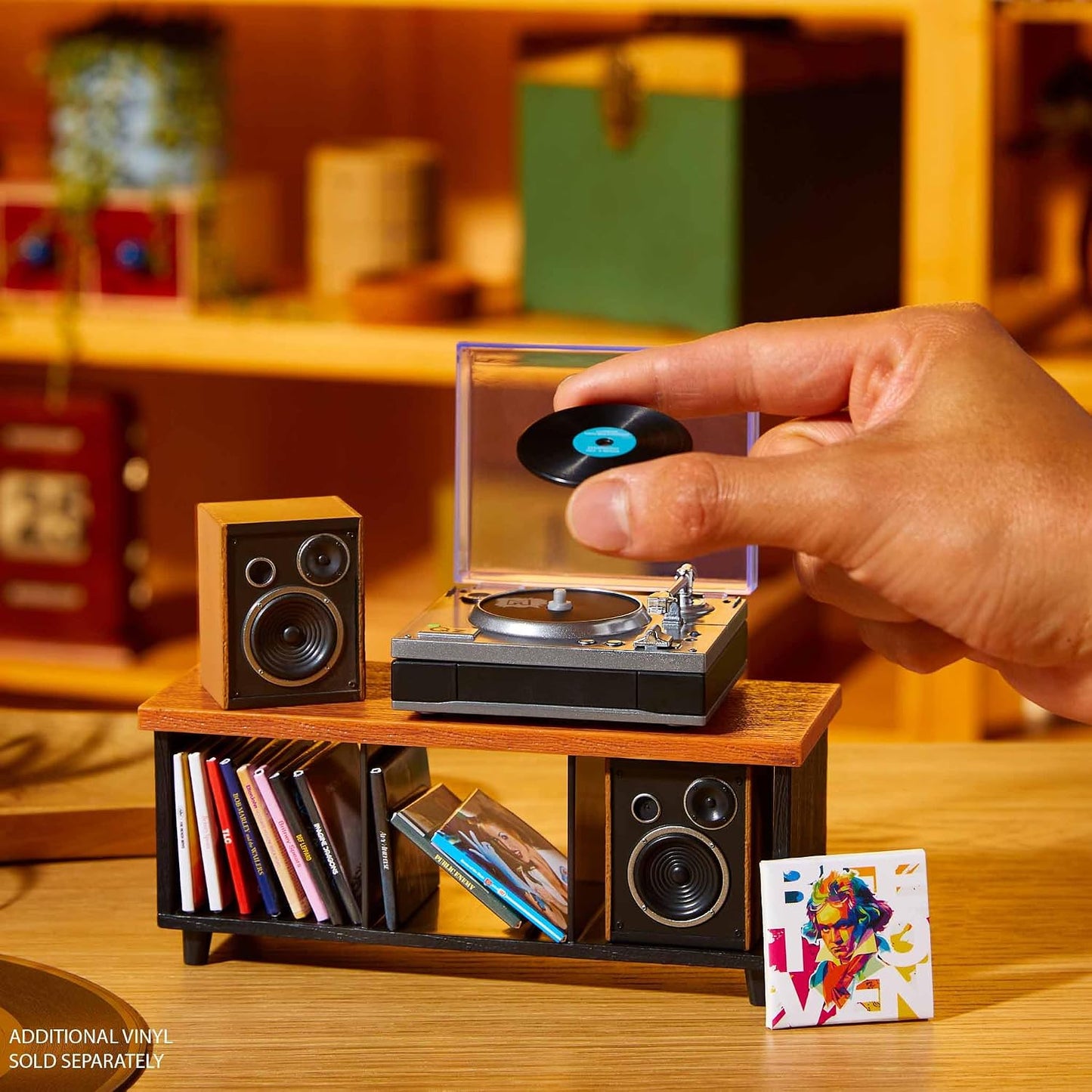 HotMGA's Miniverse Real Music Record Player Mini Collectibles, Mini Playable Record Player, Collectors, Gift, Beethoven