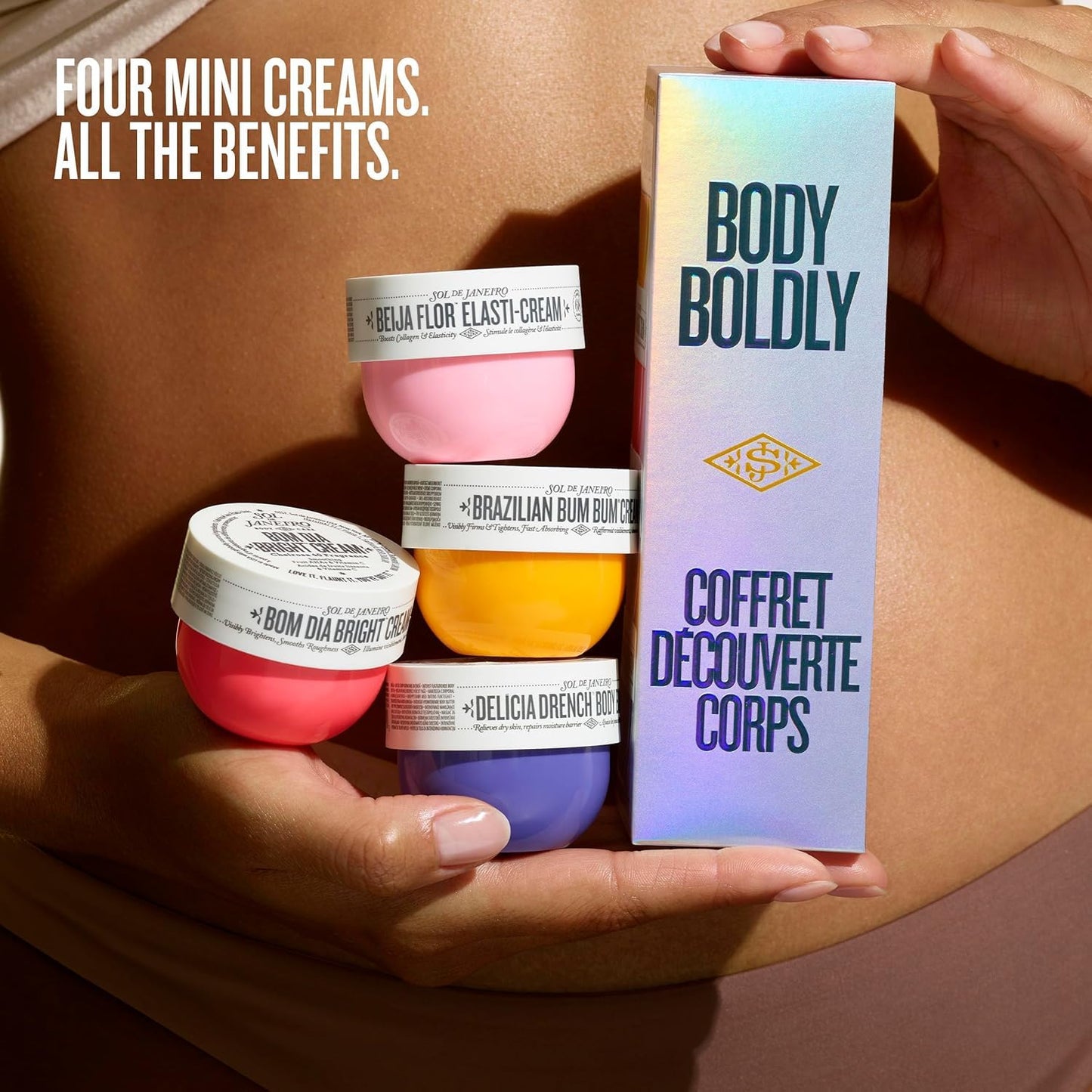 HotSol de Janeiro Body Boldly Body Cream Discovery Set | Trial Size Beauty Minis | Gift Set | Set of 4 - 25mL | Amazon Exclusive