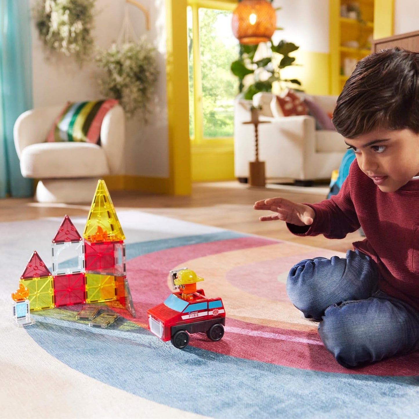 HotMAGNA-TILES Fire Rescue 27-Piece Magnetic Construction Set, The Original Magnetic Building Brand
