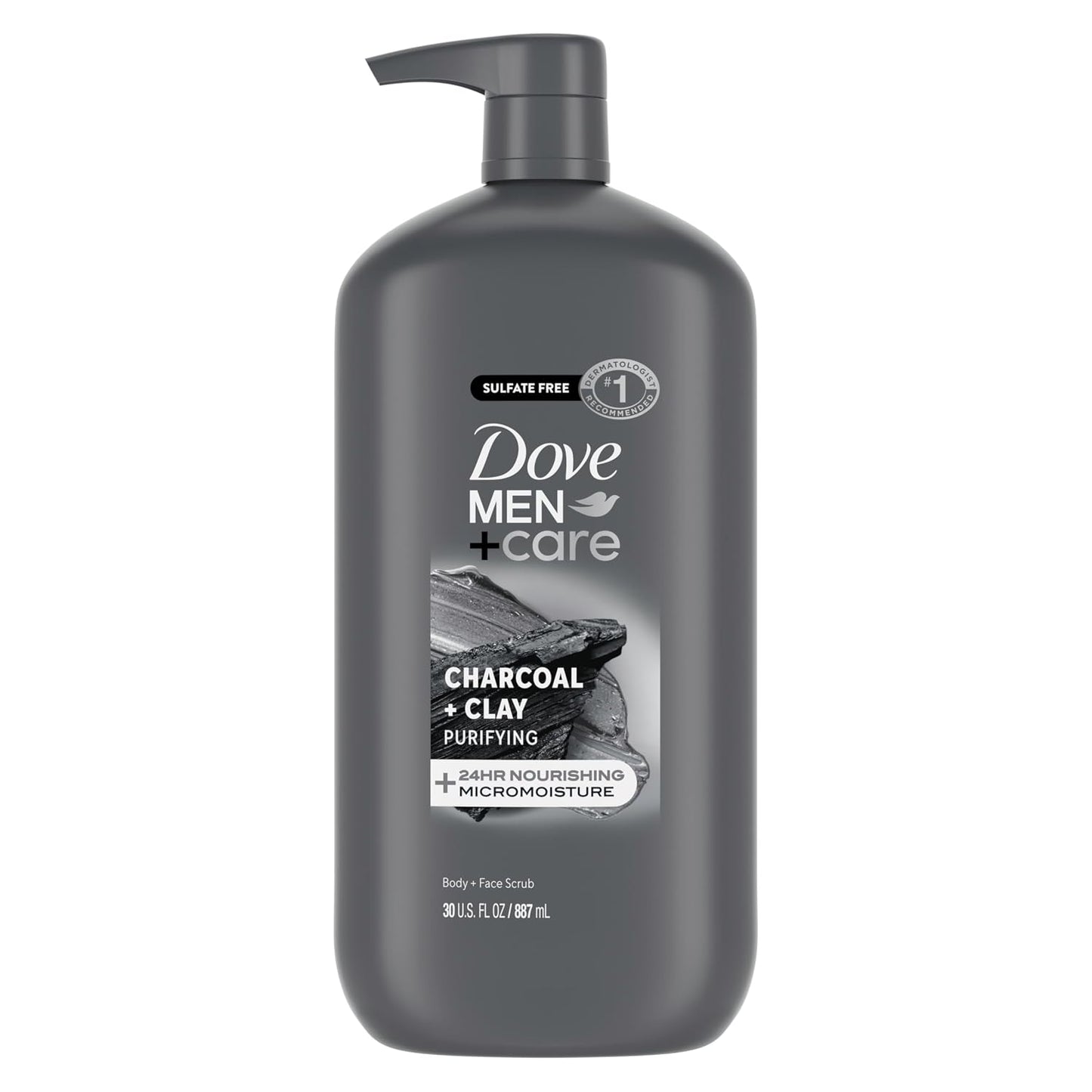 HotDOVE MEN + CARE Body and Face Scrub for Men, Charcoal Body Wash, 30 oz