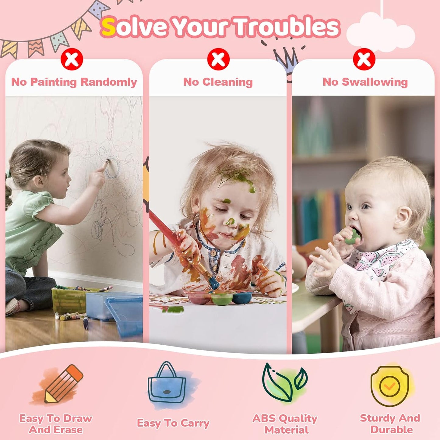 HotKikidex Magnetic Drawing Board, Toddler Girl Toys for 1-3 Year Old, Doodle Board Pad Learning and Educational Toys for 1 2 3 Year Old Baby Kids Birthday Gift (Soft Pink)