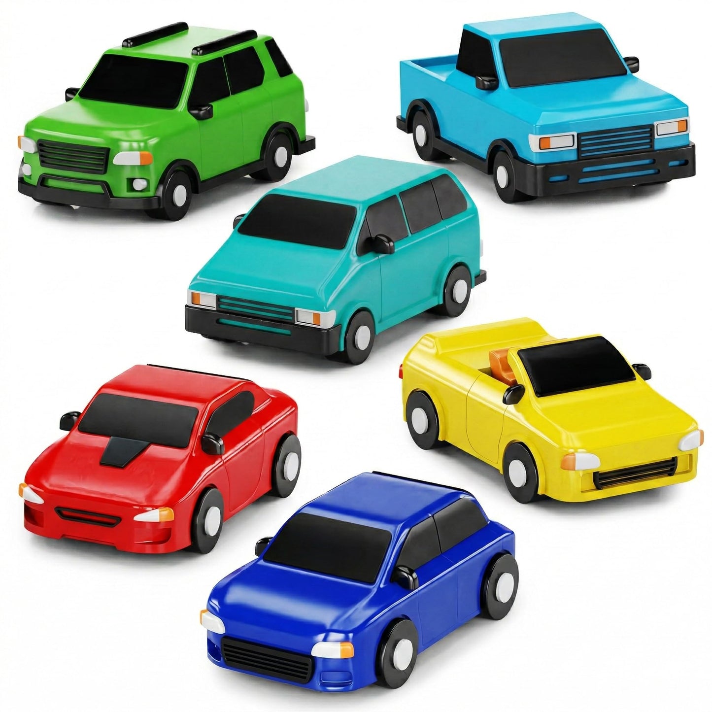 HotTub Works® Vehicles™ Bath Cars Mold Free Bath Toys, 6 Pack | Sealed, No Hole Bath Toys Design Keeps Moisture Out | Soft, Squeezable & Float on Water | Fun Baby & Toddler Bath Toys | City Car Bath Toys