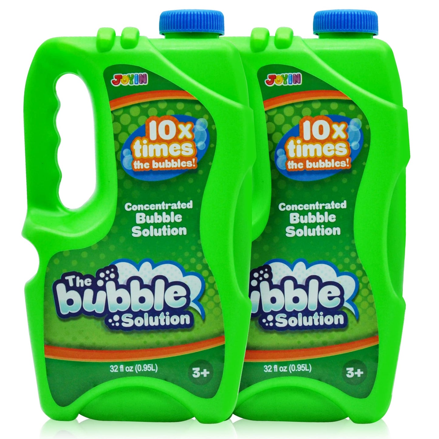Hot JOYIN 2 Bottles Bubbles Refill Solutions 64 oz (up to 5 Gallon), Concentrated Solution for Bubble Machine, Gun, Wand Refill Fluid Summer, Easter Toys(Orange+Blue)