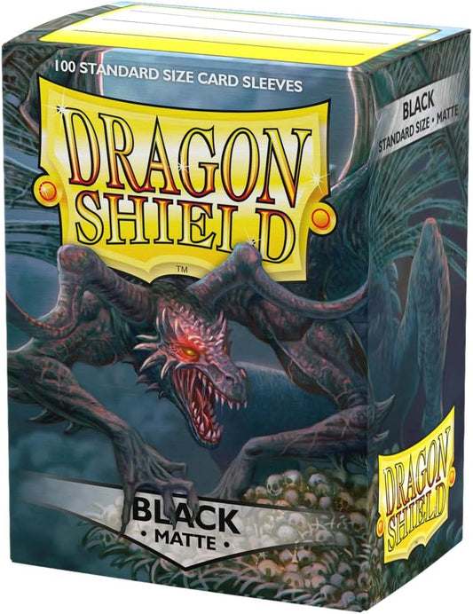 HotDragon Shield | Standard Size Card Matte Sleeves | 100 CT - Smooth & Tough Premium TCG Sleeves | Compatible with Pokemon, Flesh & Blood, One Piece & Magic the Gathering | Black