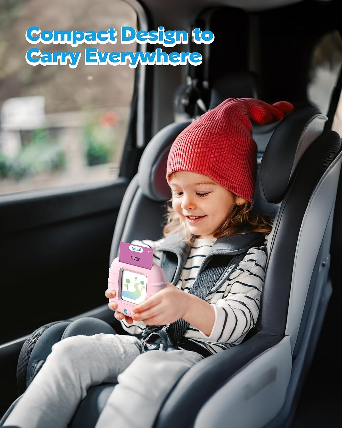 HotAirbition Talking Flash Cards for Toddlers 1 2 3 4 Year Olds, Pink | Montessori Language Learning Toys with 224 Words, Pocket Speech Therapy Toys, Children's Sensory Educational Toys