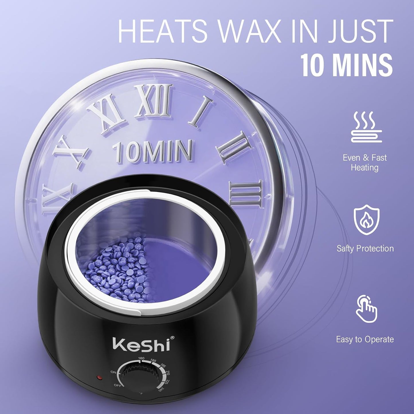 HotKeShi Waxing Kit, Painless Hair Removal Wax Warmer with 6 Bags Hard Wax Beans for Full Body, Legs, Face, Eyebrows & Bikini— Ideal for Both Women & Men