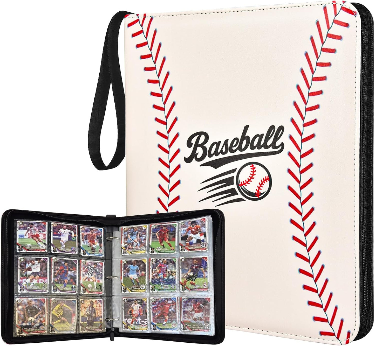 Hot Baseball Card Binder 9 Pocket, 1080 Pockets Trading Card Binder with Zipper, Portable Collector Card Album Storage Organizer for Sports Cards, Game Cards, Gifts for Kids