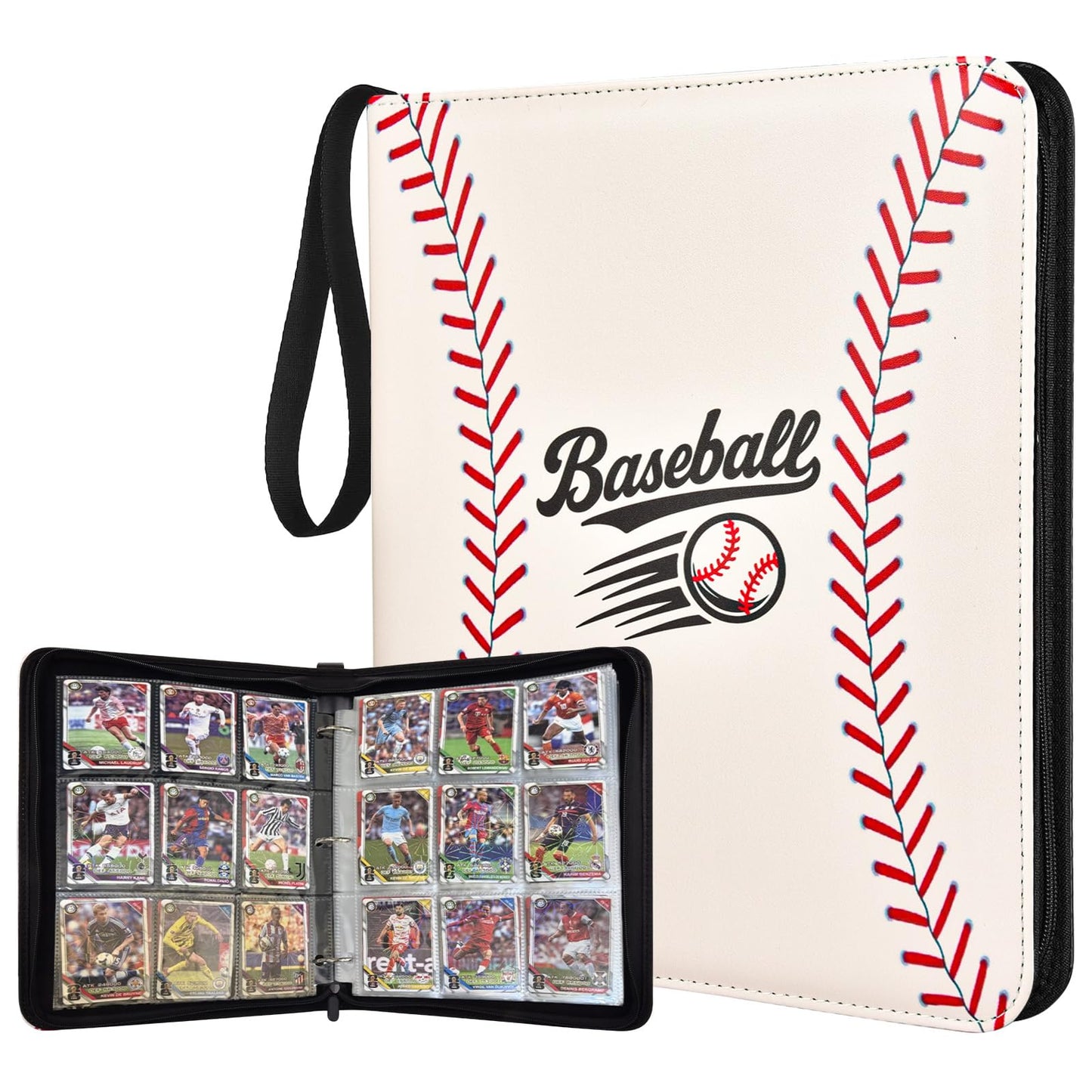 HotPortable 9-Pocket Trading Card Binder, Holds 1080 Cards with 60 Removable Double-Sided Sleeves, Baseball Card Binder Card Storage Organizer Album for Boys, Girls, Sports & Game Cards