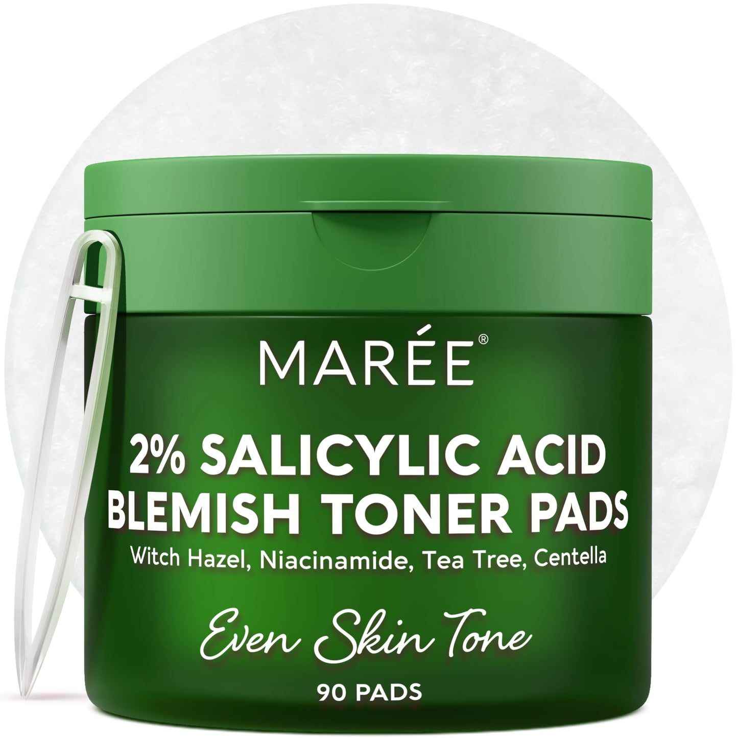HotMAREE Glycolic Acid Pads - Toner Pads for Face Cleansing - Exfoliating Pad with Tea Tree Oil, Salicylic Acid & Vitamins E, B3, B5 - Facial Polishes & Peels, Skin Pore Resurfacing & Radiance - 50 Count
