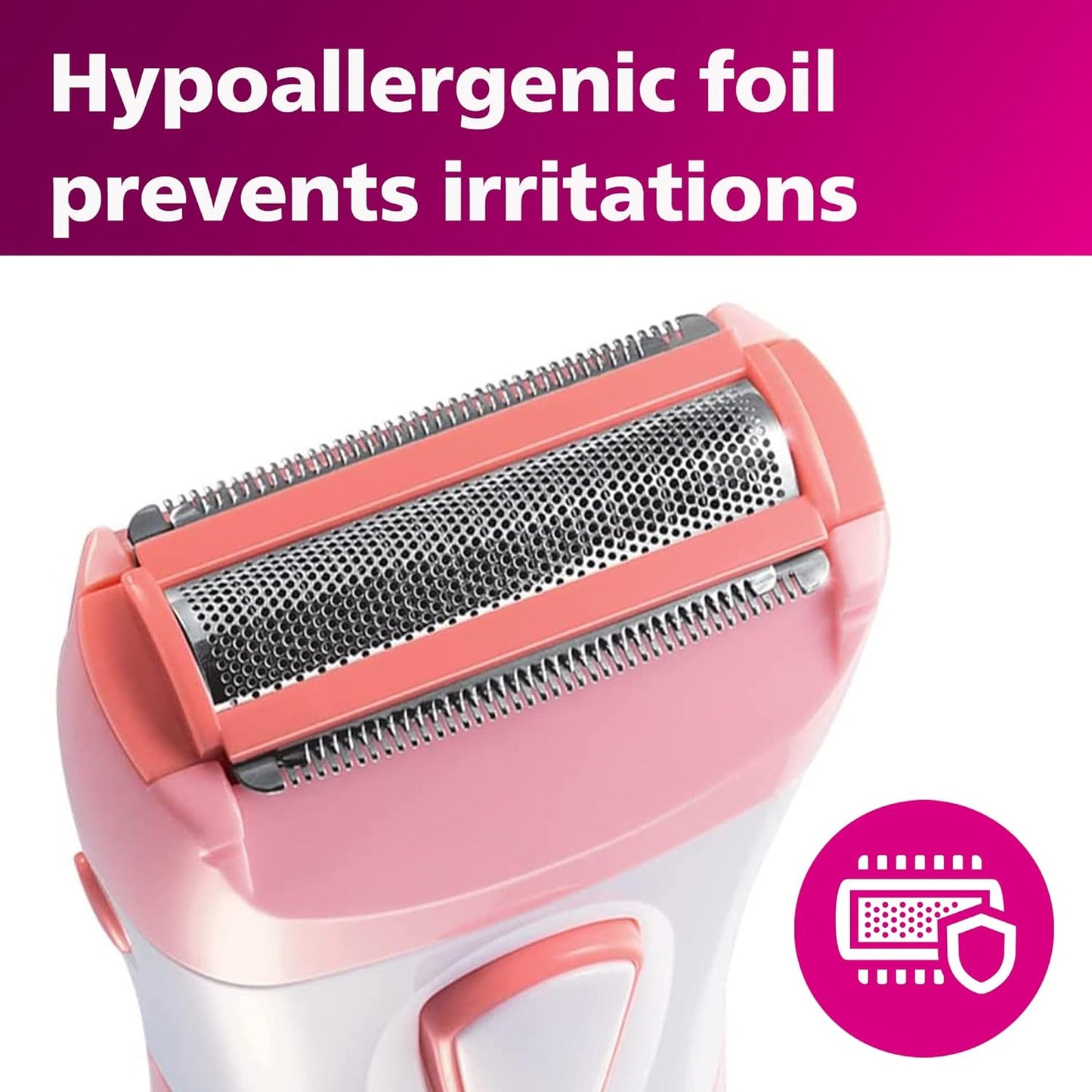 HotPhilips SatinShave Essential Women’s Wet & Dry Electric Shaver for Legs & Body, Cordless, with Hypoallergenic Foil, HP6306/50