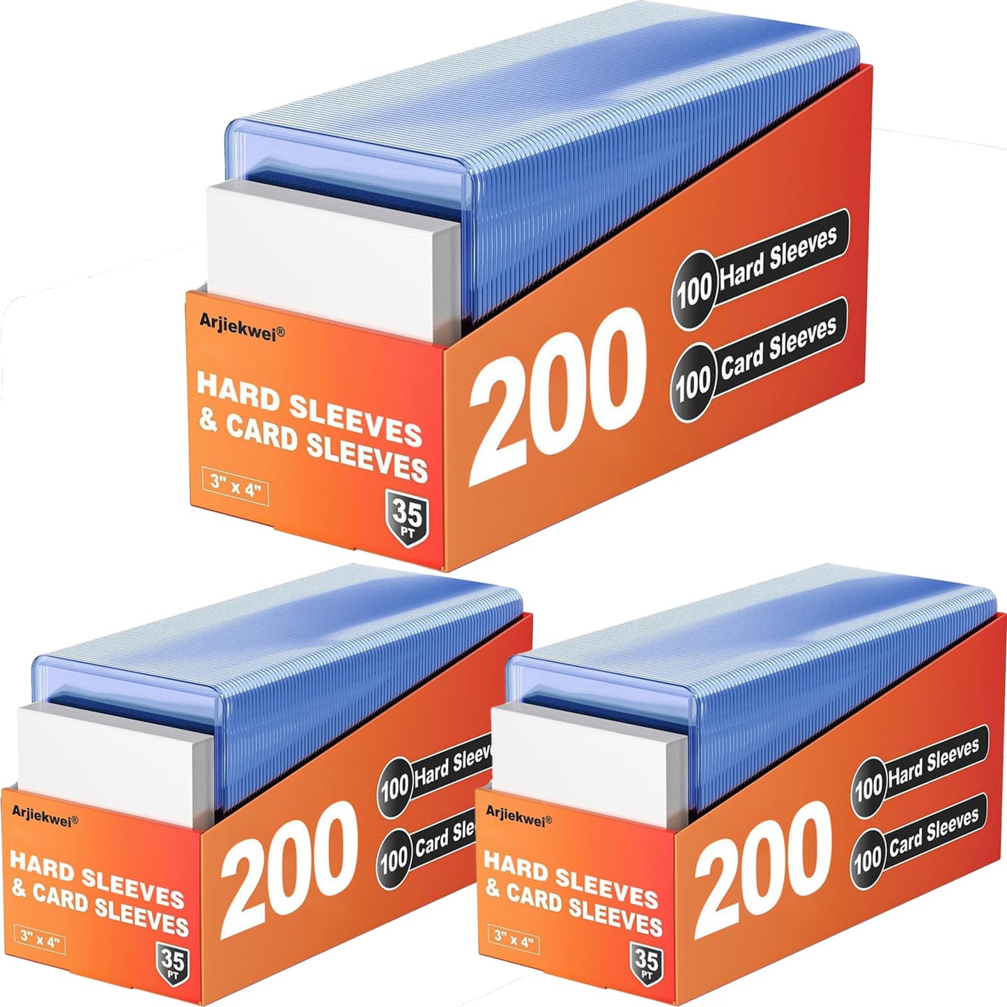 Hot1000 Pack Card Sleeves Hard Plastic, Arjiekwei 3"X 4" Baseball Cards Protectors Plastic, Premium Card Holder for Trading Sports Baseball Football Game Cards (500 Hard + 500 Soft)