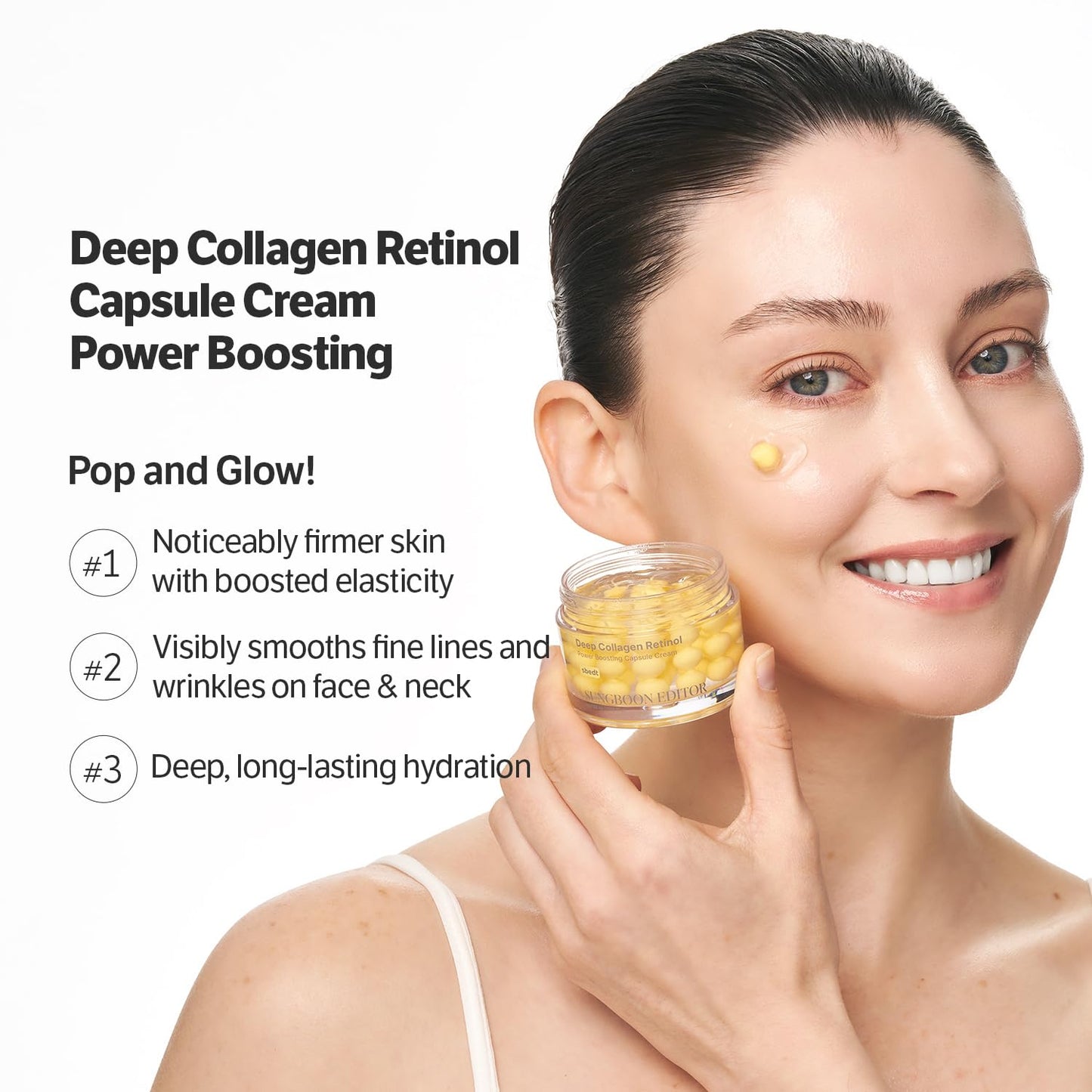 HotSUNGBOON EDITOR Deep Collagen Retinol Capsule Cream, Firm-Looking Moisturizer for Fine Lines & Dry Skin, with Copper Peptide, White Spicules & Adenosine, Korean Skincare, 1.69 fl oz