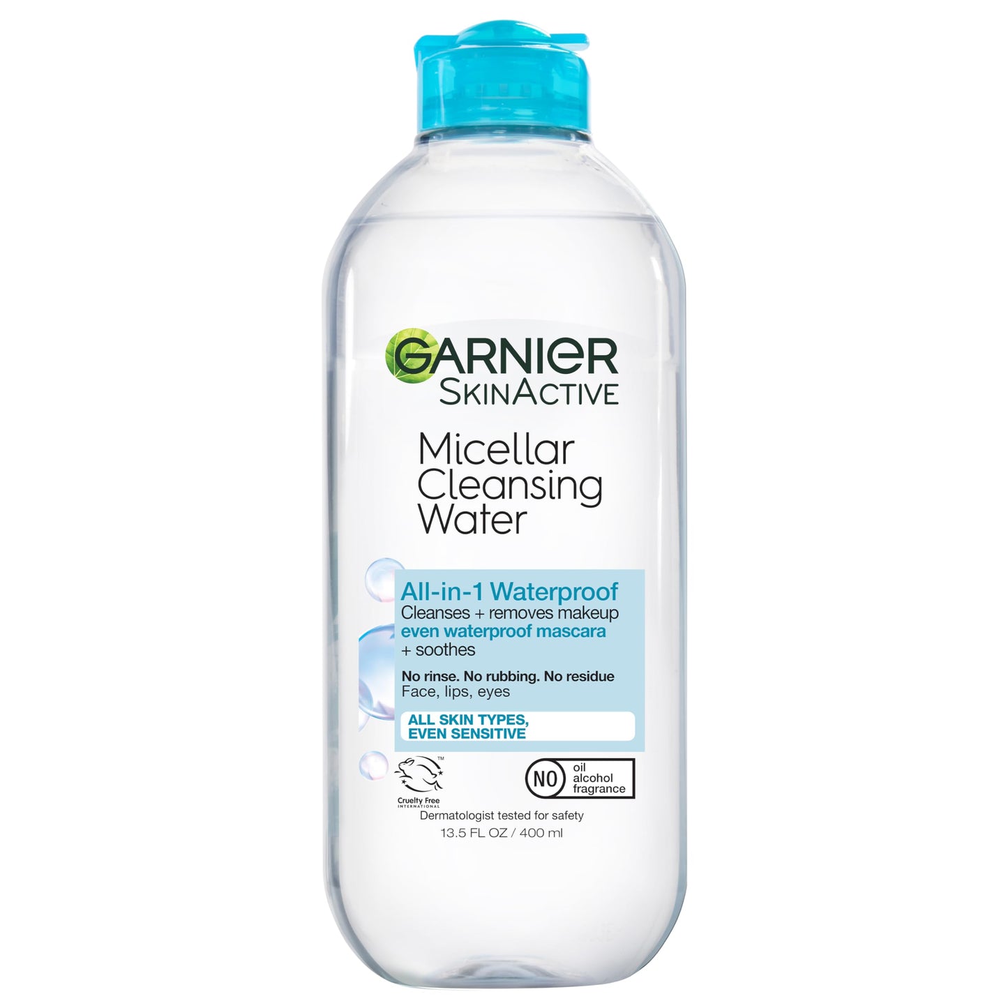 HotGarnier Micellar Water for Waterproof Makeup, Hydrating Facial Cleanser & Makeup Remover, Suitable for Sensitive Skin, Vegan, Cruelty Free, 13.5 Fl Oz (400mL), 2 Count