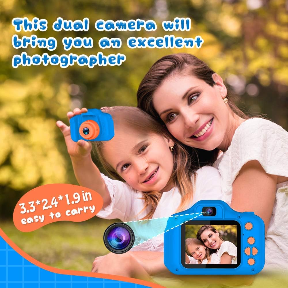 Hot Seckton Upgrade Kids Selfie Camera, Christmas Birthday Gifts for Boys Age 3-9, HD Digital Video Cameras for Toddler, Portable Toy for 3 4 5 6 7 8 Year Old Boy with SD Card-Navy Blue