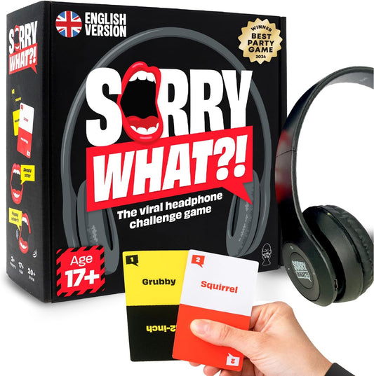 HotLucky Egg Sorry What - Award Winning Lip Reading Friends Party Game Based On The Headphone Challenge TikTok Trend - 2+ Players 40,000 Funny Word Phrase Combinations Card Game for Friends