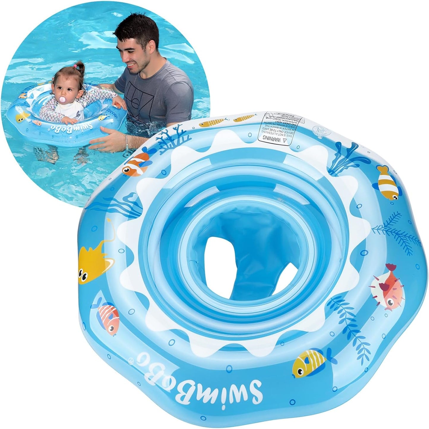 HotInflatable Baby Swimming Float with Safety Seat Fun Swimming Pool Toys for Age 6-36 Months Toddler