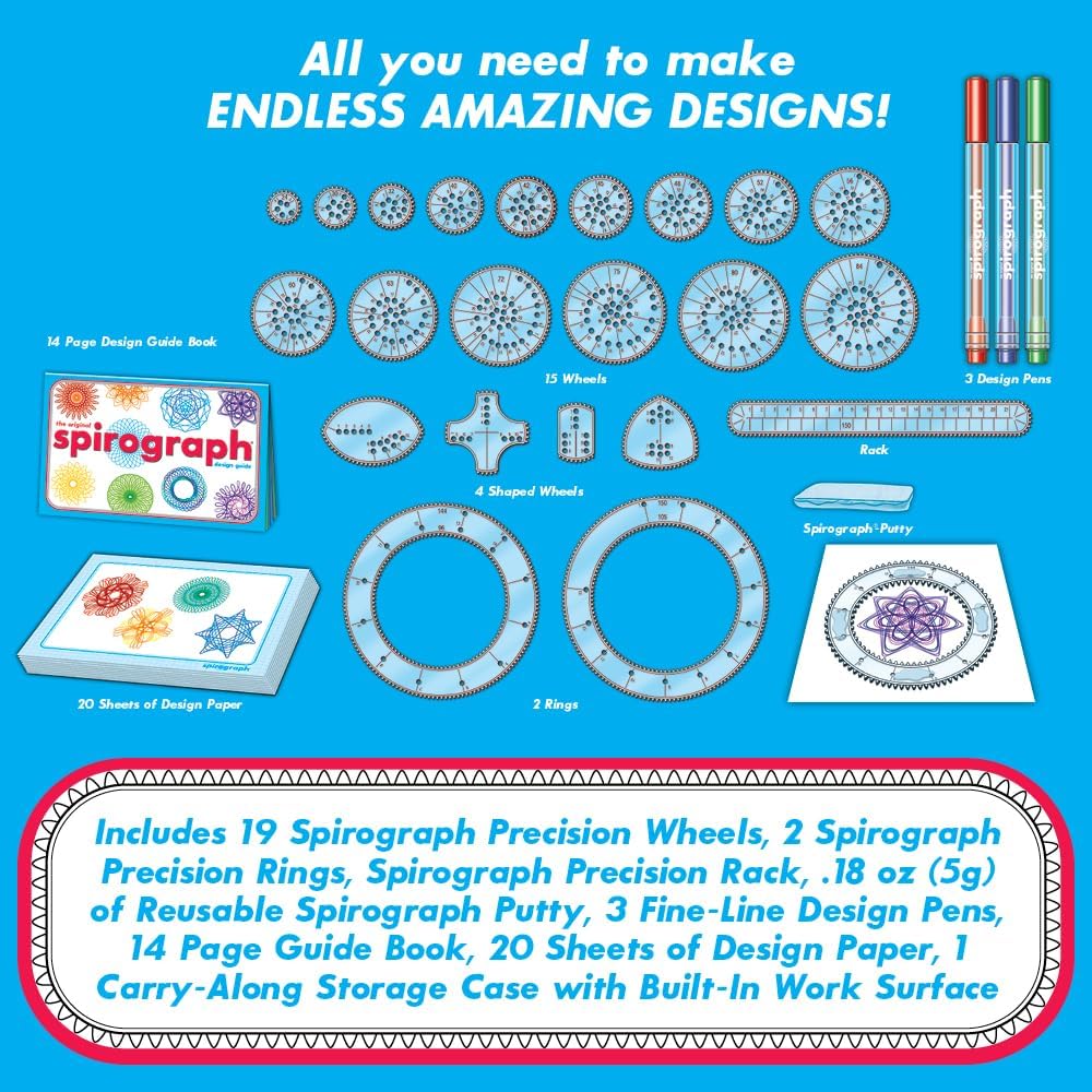HotSpirograph — Deluxe Set — Spiral Art Drawing Kit — The Classic Way to Make Countless Amazing Designs — For Kids Ages 8+