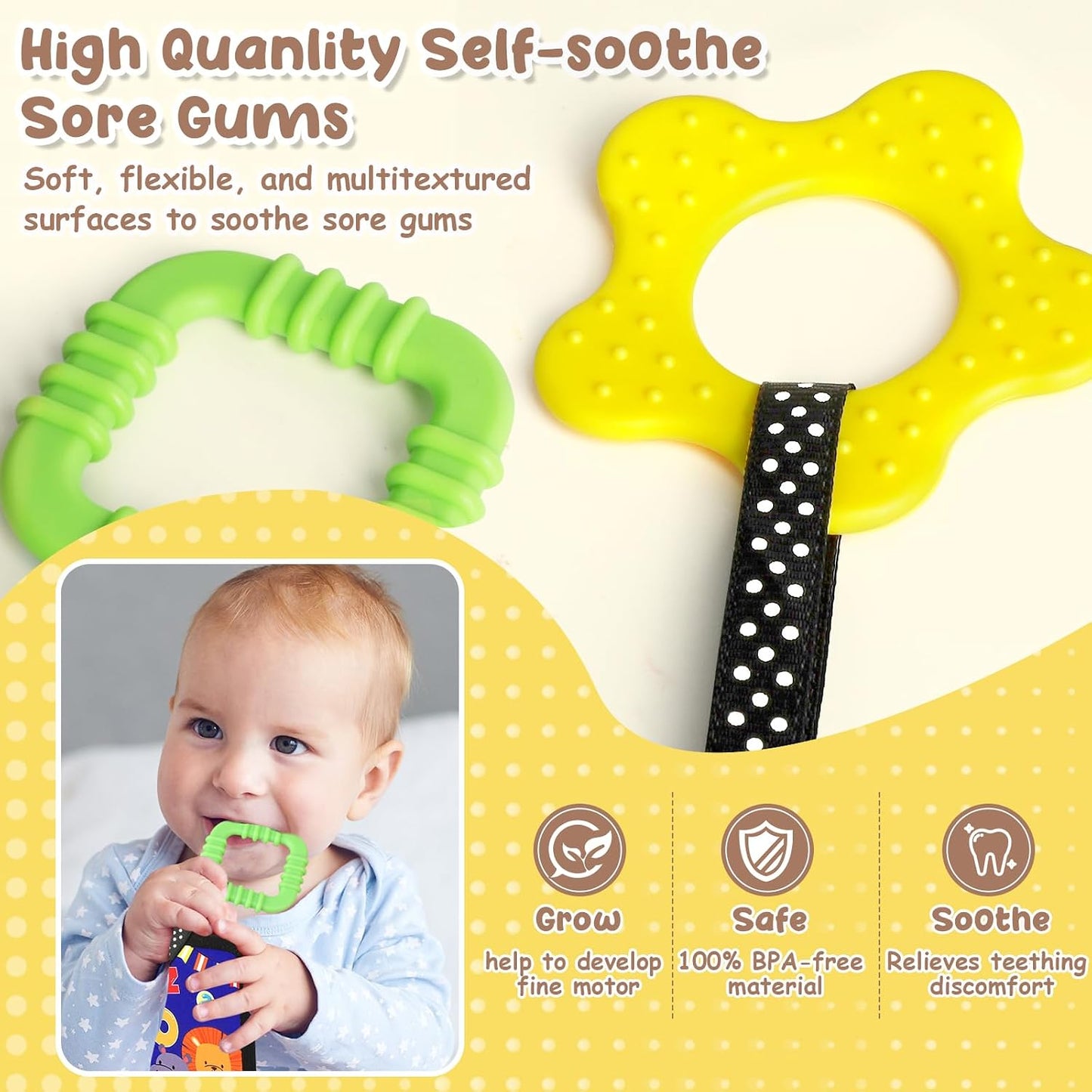 HotURMYWO Tummy Time Toys - Black and White High Contrast Baby Toy for Newborn - Baby Visual Stimulation Mirror - Montessori Sensory Crinkle Toy for Infant 0-3-6-12 Months - Boy Girl Shower Gifts