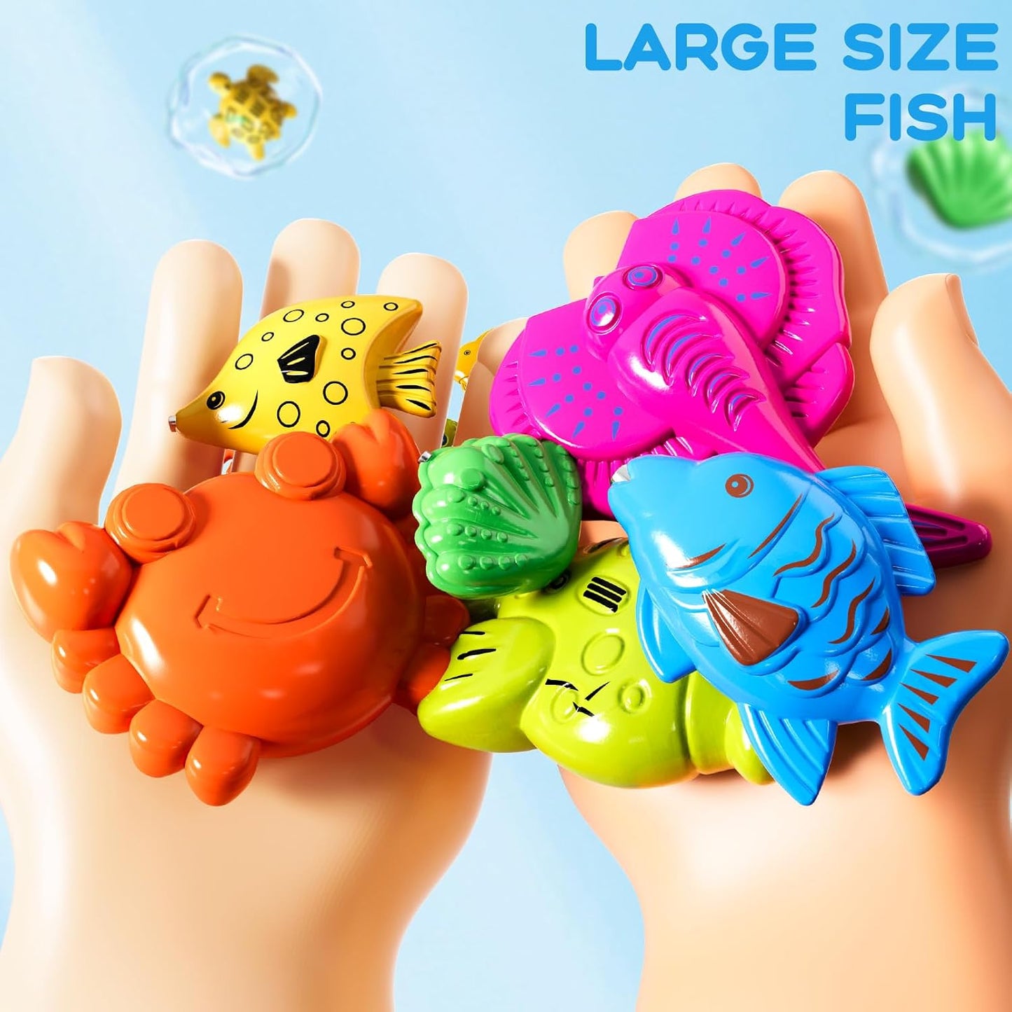 HotMagnetic Fishing Game Toys for Kids Toddlers 3-5 4-8, Water Table Bathtub Toys with Pole Rod Net Plastic Floating Fish, Water Bath Pool Outdoor Toys for Kids Toddlers Baby Age 3 4 5 6 7 8 Year Old
