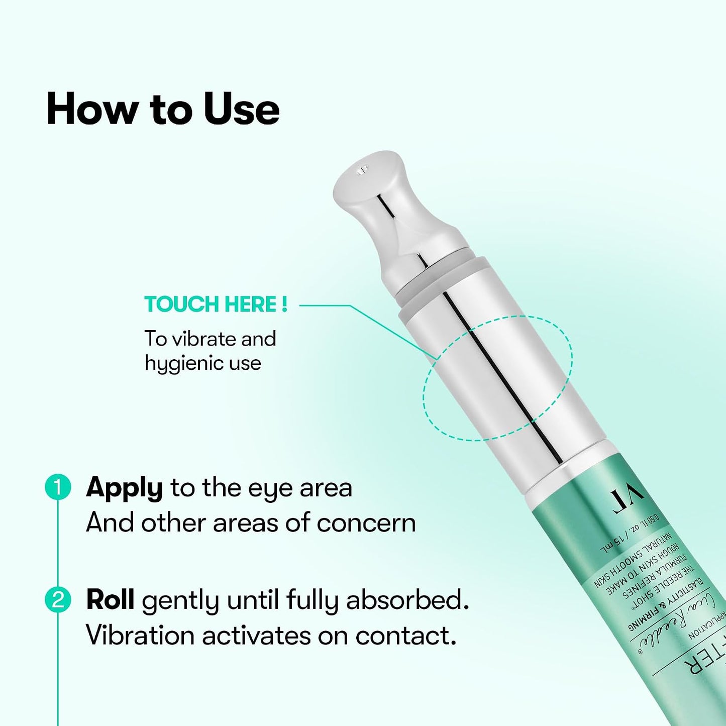 HotVT COSMETICS PDRN Reedle Shot Eye Cream, Vibrating Eye Applicator for Puffy Eyes, Dark Circles & Under Eye Bags, Firming & Wrinkle Care with PDRN Collagen, Korean Skincare, 0.51 fl oz