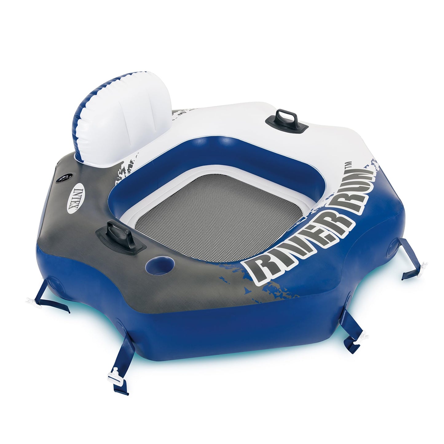 HotINTEX 56843EP River Run 1 Pro Inflatable Floating Lounge: GoPro/Phone Mount – Built-in Cup Holder and Storage Compartment – Durable Grab Handles – Easy-to-Use Connectors – 220lb Weight Capacity