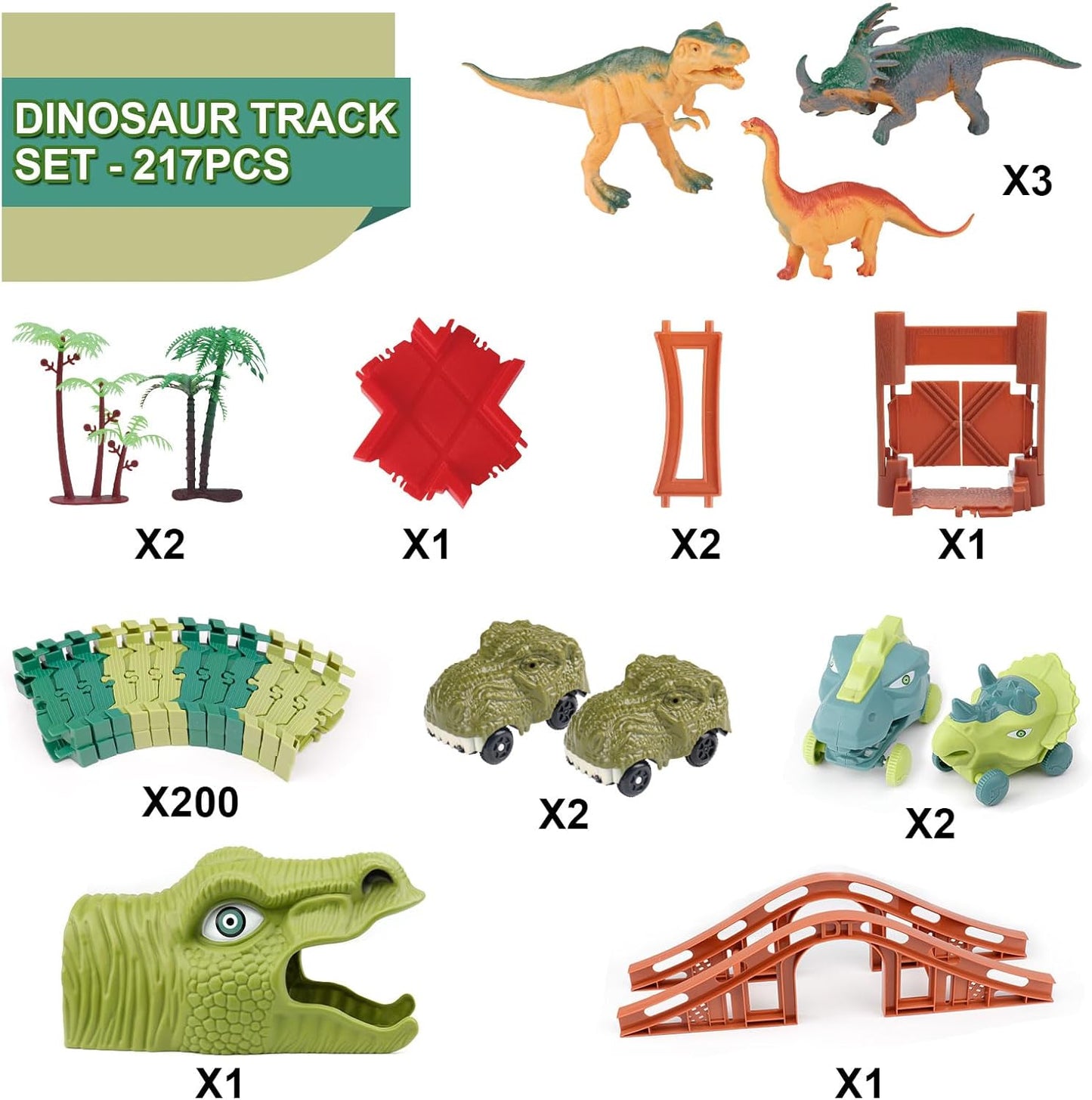 Hot GIAT Dinosaur Track Toys - Best Birthday Gifts for 3 4 5 6 7 Year Old Boys Girls, Dinosaur Race Car Track with Light & Sound, Create A Dinosaur World Road Race
