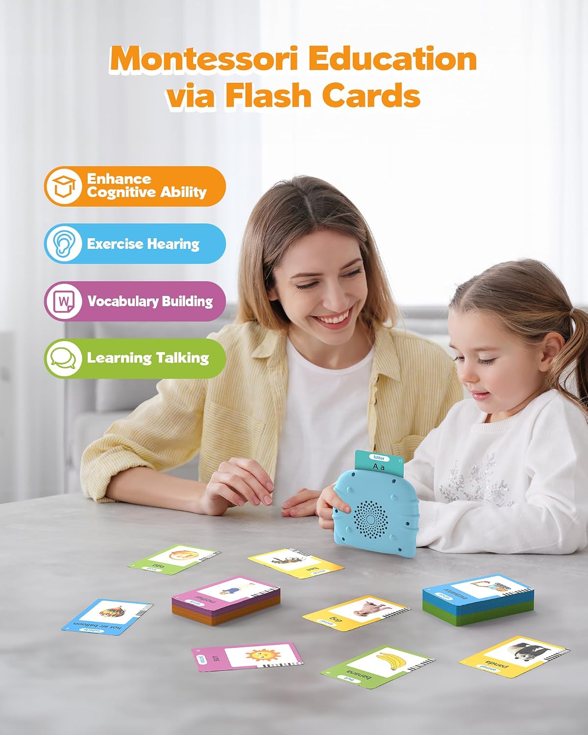 Hot Airbition Talking Flash Cards for Toddler 1 2 3 4 Year Olds, 510 Words | Montessori Language Learning Toys with 31 Themes, Children's Sensory Toys, Pocket Speech Therapy Device for Children