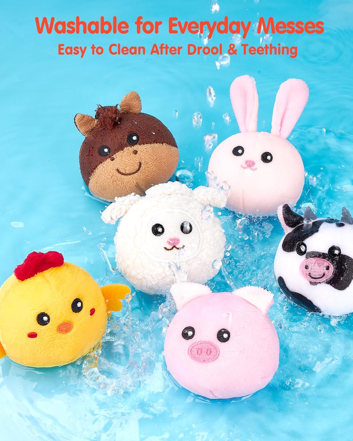 Hothahaland Baby Toys 6-12 Months - Surprise Barn Stuffed Farm Animals Plush | 6 Month Old Montessori Toys with Rattle Crinkle Sound, Texures, Mirror, Infant Sensory Balls 7 8 9 Month Old Baby Boy Gifts