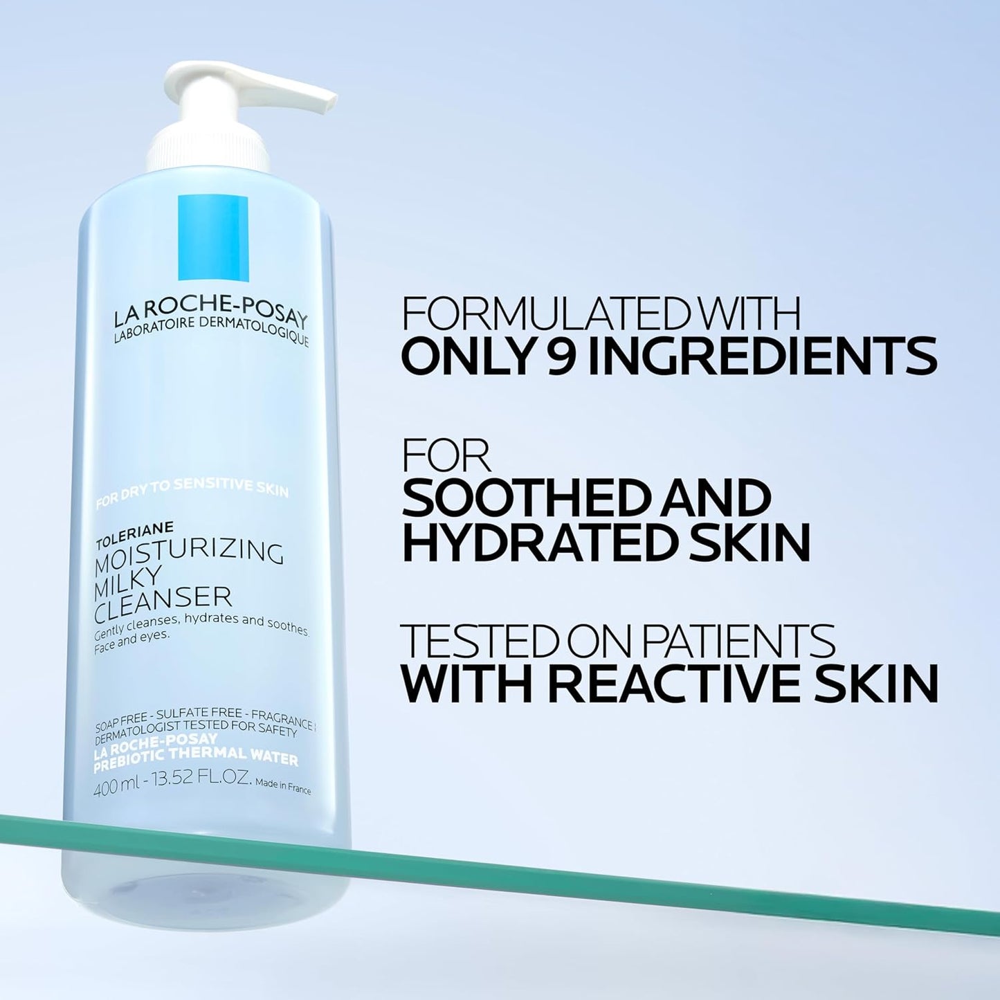 HotLa Roche-Posay Toleriane Moisturizing Milky Cleanser with Glycerin, 13.5oz | Gentle face wash with glycerin for dry, sensitive, allergy-prone skin. Hydrating face cleanser & makeup remover cleanser.
