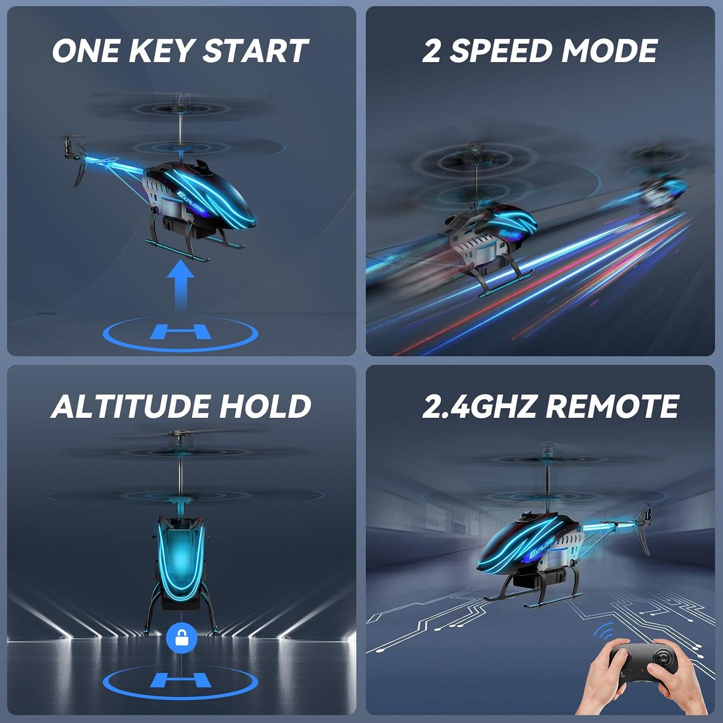 Hot BUSSGO RC Helicopter, Remote Control Helicopter for Kids with 30Mins Flight(2 Batteries), 7+1 LED Light Modes, Altitude Hold, RC Toys for Boys Girls