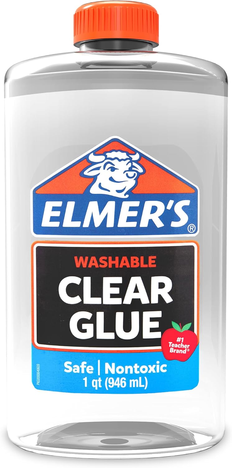 HotElmer's Clear Liquid School Glue, Washable, Safe, Nontoxic, 32 Ounces (1 Quart) - Great for Making Slime, #1 Teacher Brand