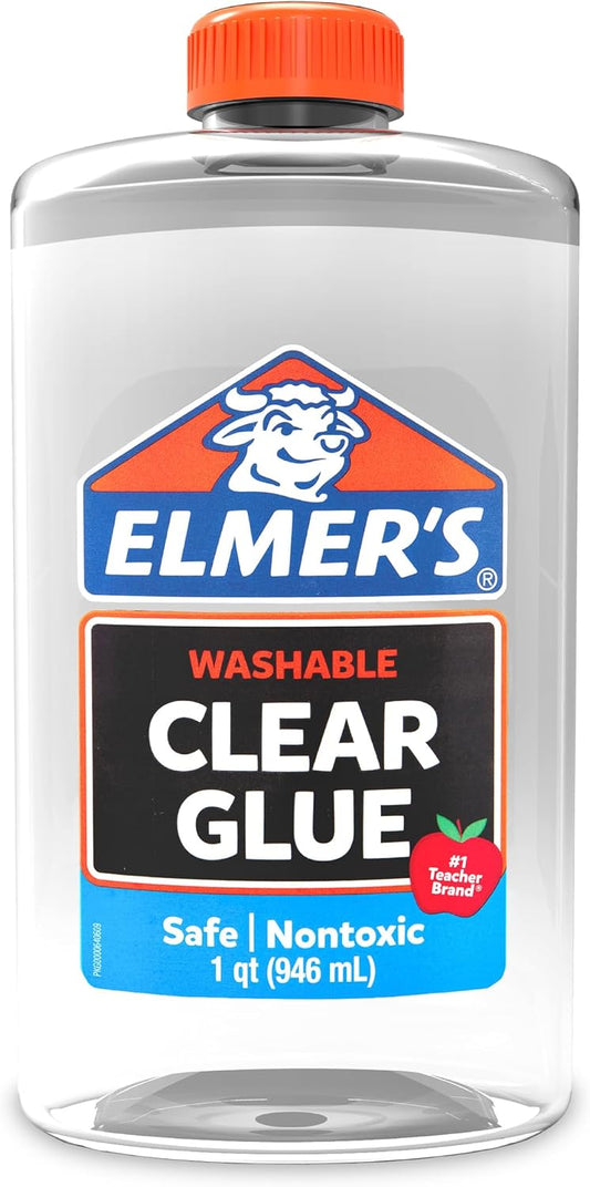 HotElmer's Clear Liquid School Glue, Washable, Safe, Nontoxic, 32 Ounces (1 Quart) - Great for Making Slime, #1 Teacher Brand