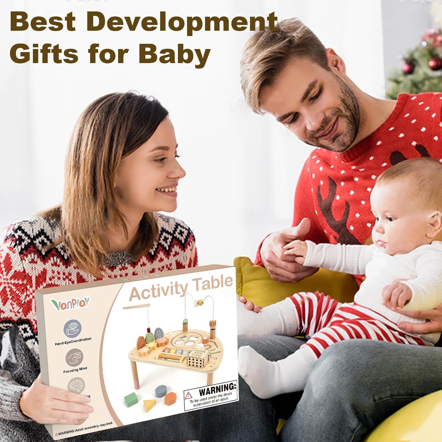 Hot Activity Table for 1 Year Old, Montessori Toys for 1 2 Year Old Girls Boy Gifts, 8 in 1 Wooden Sensory Play Table for Toddler 1-3, Learning Toys for Baby 12-18 Months 1st Christmas Birthday Gifts