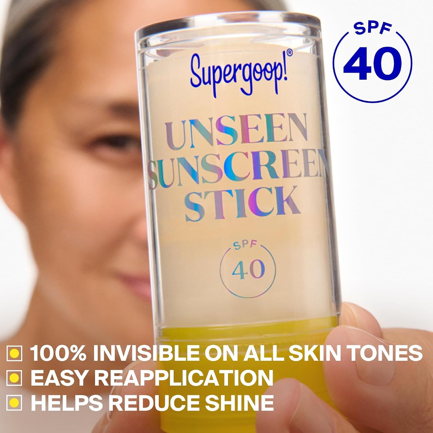 HotSupergoop! Unseen Sunscreen Stick - SPF 40 - Clear & Invisible Sun Protection - Broad Spectrum Face Sunscreen - Glides Over Makeup - Natural Finish - For All Skin Types - 0.7 fl oz