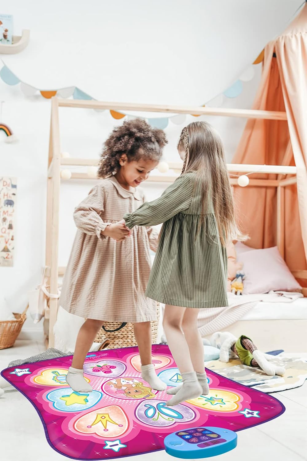 HotSUNLIN Dance Mat - Rhythm Step Play Mat - Dance Game Toy Pad with LED Lights, Gift for Kids Girls 3-8, Adjustable Volume, Built-in Music, 3 Challenge Levels