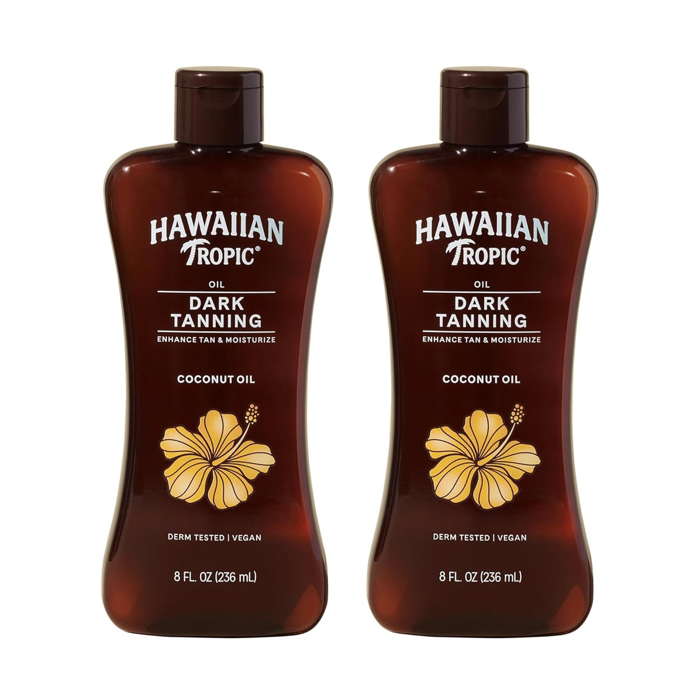 HotHawaiian Tropic Dark Tanning Oil, 8 Fl Oz | Moisturizing Body Oil with Cocoa Butter, Tan Enhancer, 8 Fl Oz each Twin Pack
