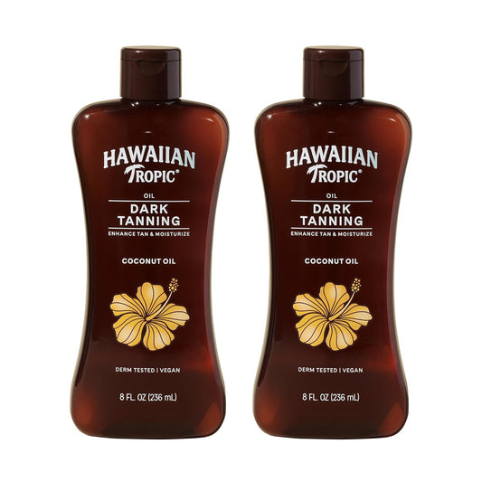 HotHawaiian Tropic Dark Tanning Oil, 8 Fl Oz | Moisturizing Body Oil with Cocoa Butter, Tan Enhancer, 8 Fl Oz each Twin Pack