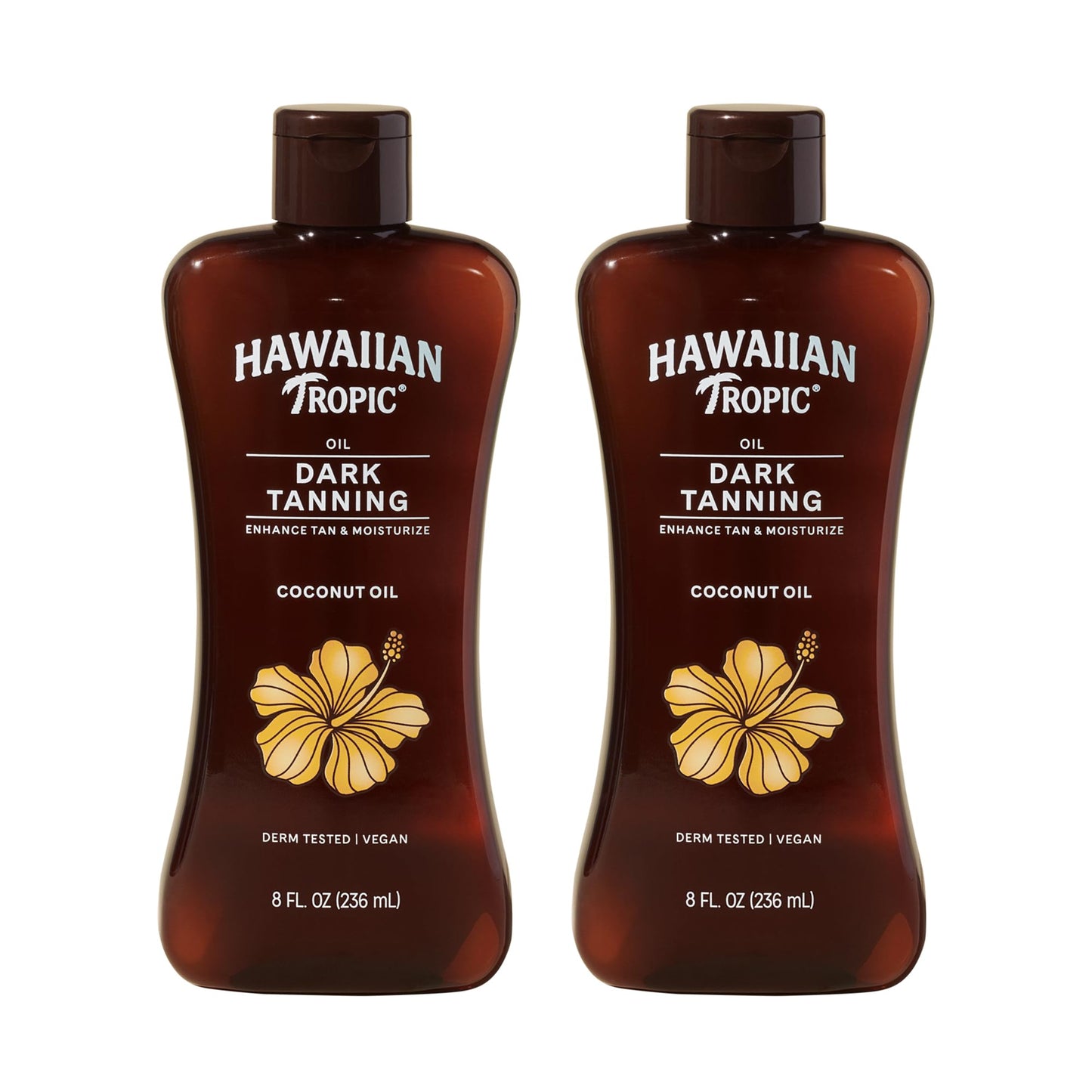 HotHawaiian Tropic Dark Tanning Oil, 8 Fl Oz | Moisturizing Body Oil with Cocoa Butter, Tan Enhancer, 8 Fl Oz each Twin Pack